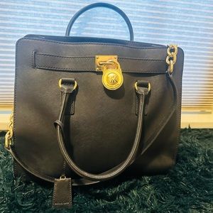 Michael Kors large black padlock "Hamilton" bag. Used once.